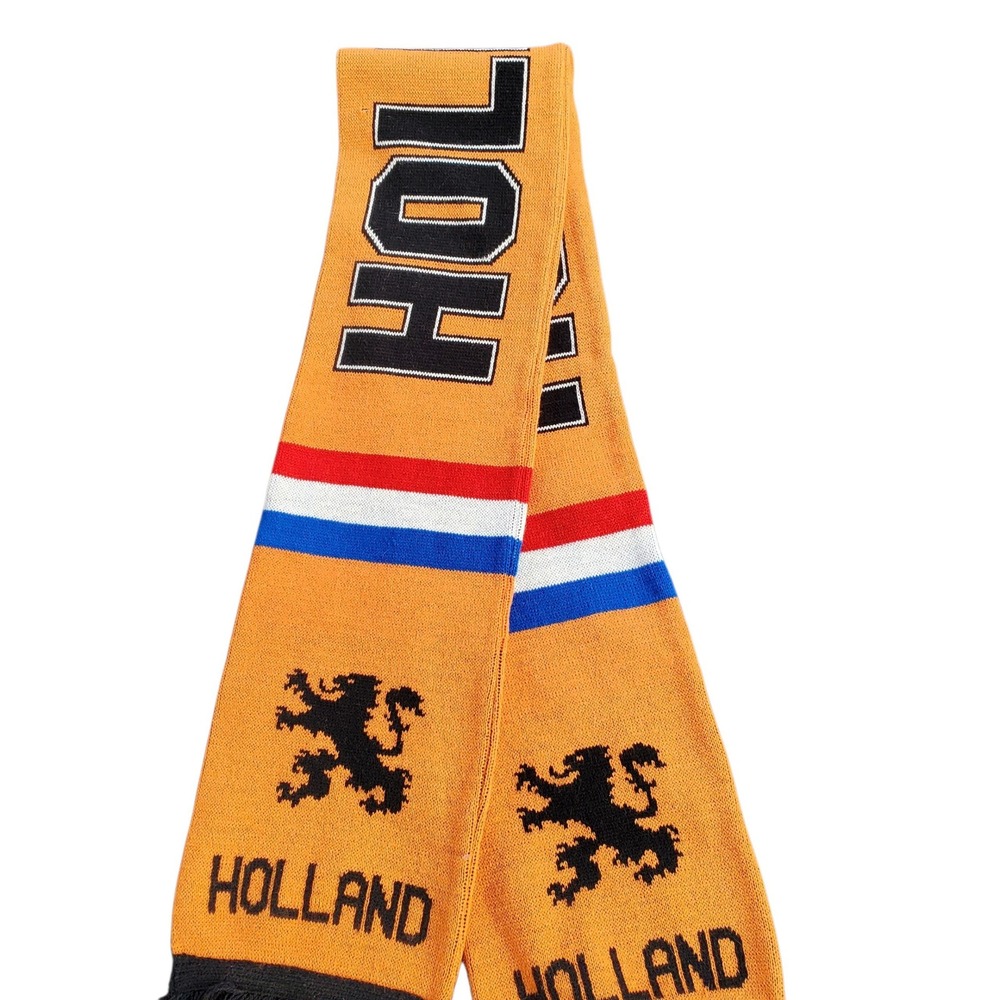 Holland Netherlands National Soccer Team Fan Scarf Orange Knit Lion Crest Fringe
